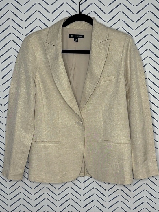 INC International Concepts Jackets & Blazers - NWOT INC Summer Linen Gold Metallic Beige single-button blazer SP